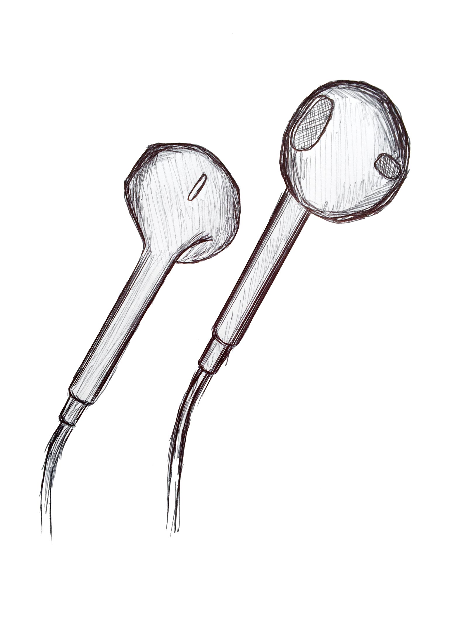 Sketch of earphones for photography brief